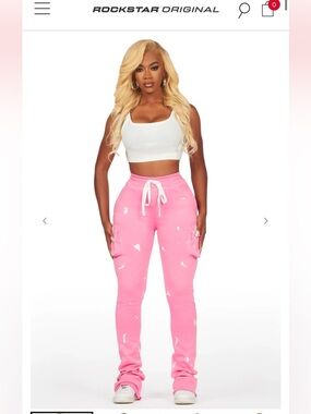 Rockstar original Antonia bubblegum cargo sweatpant new without tags.